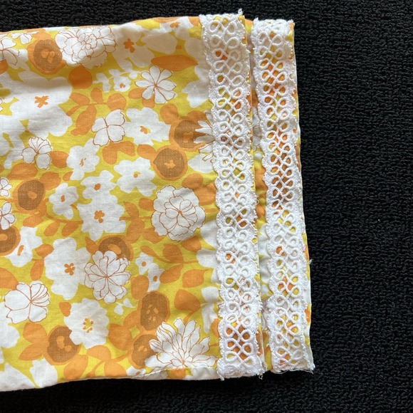 Vtg 60s Handmade Mod Hippie 2 pc Set Orange Yellow Floral Retro Approx. Small - Picture 11 of 13